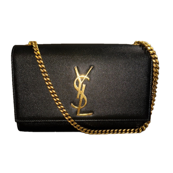 Yves Saint Laurent Handbags - Yves Saint Laurent Black and Gold Chain Bag